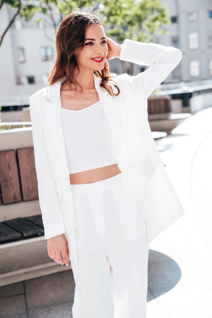 haut sous veste tailleur top blanc