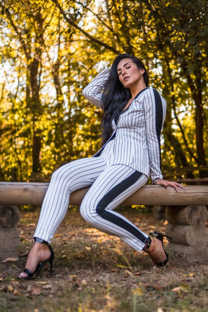 tailleur morphologie ensemble rayures